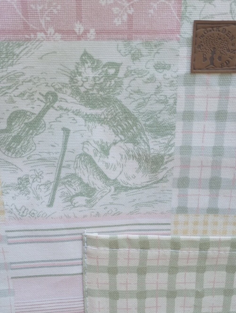 Patchwork Plaid Tote Bag in Pastel Pink & Green & Yellow - Picture 2 of 4